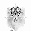 Jack of spades playing card, but doberman head instead tattoo design idea