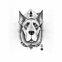 Jack of spades playing card, but doberman head instead tattoo design idea