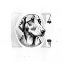 Jack of spades playing card, but doberman head instead tattoo design idea
