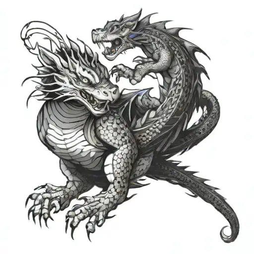  The dragon will hug Tirgitsa with the tigress's baby tattoo design idea