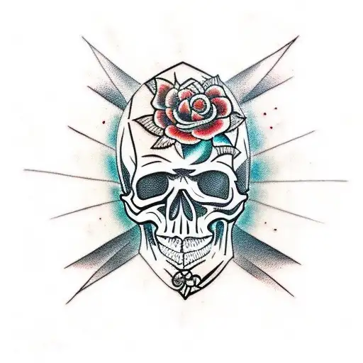 skull with tribal tattoo design idea