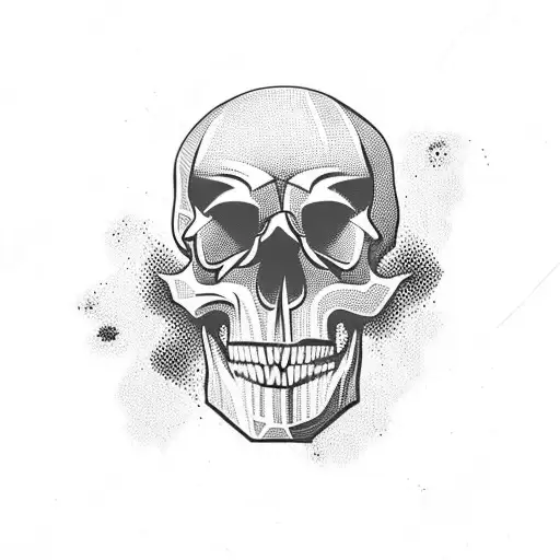 skull with tribal 90s tattoo design idea