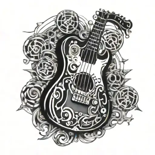 Guitar, jagermeister, Volkswagen, music notes tattoo design idea
