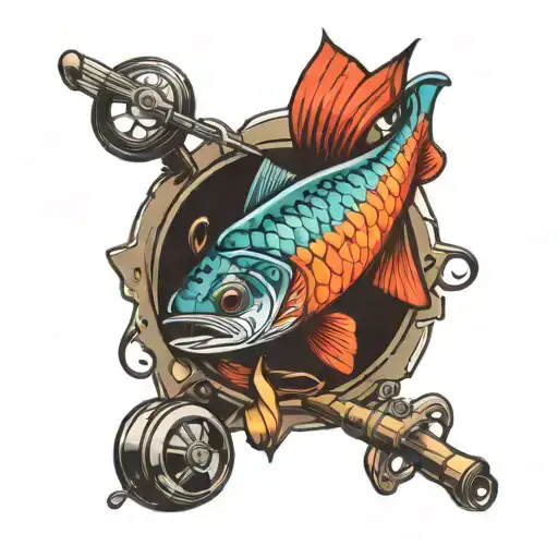 fishing and nascars tattoo design idea