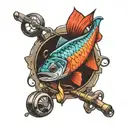 fishing and nascars tattoo design idea