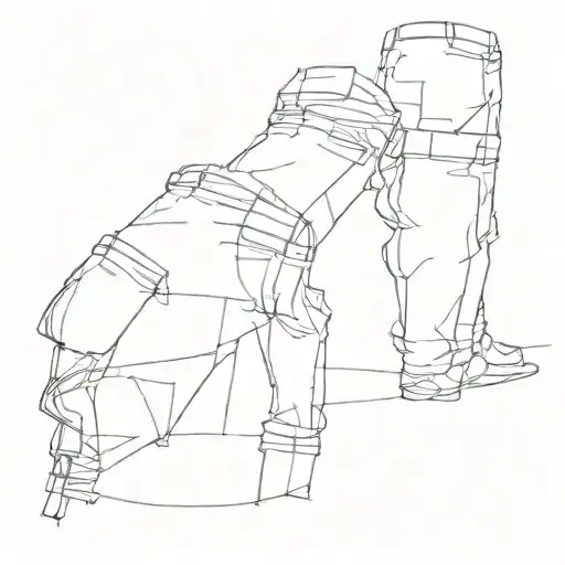 I would like to get a tattoo on my back in the shape of denim jeans, with a realistic look including natural creases and tattoo design idea