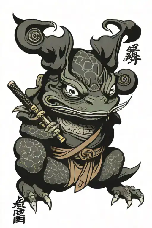 samurai frog tattoo design idea