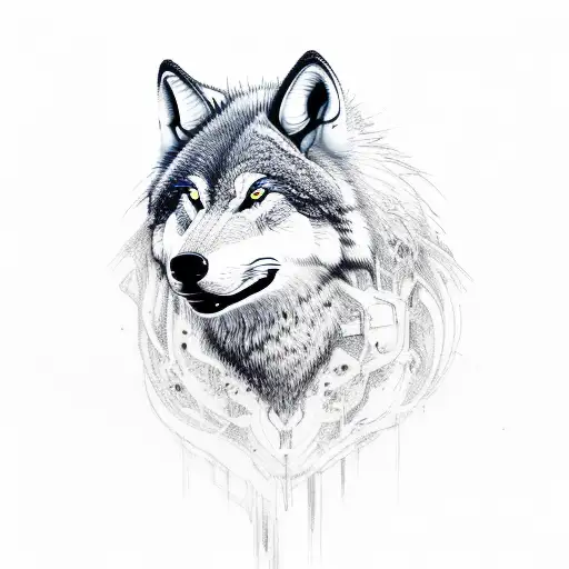 Fenrir wolf black  tattoo design idea