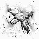 arara birds, macaw, beautiful, majestic, flying  tattoo design idea