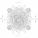 psilocybin molecule with thin lines aesthetic  tattoo design idea