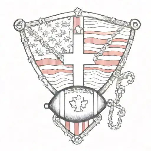  america football, cross rosary, canadian flag intertwined tattoo design idea