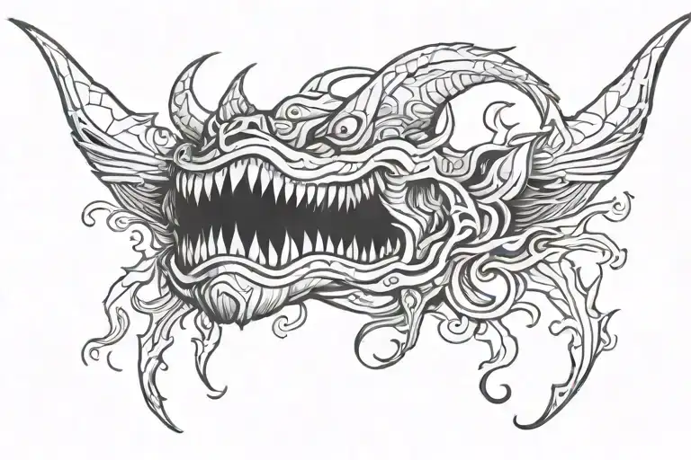 Demon face tattoo design idea