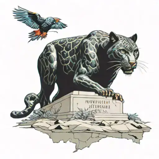 black panther guarding a fallen soldier memorial  tattoo design idea