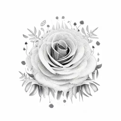 the word WILD with grass and flowers tattoo design idea