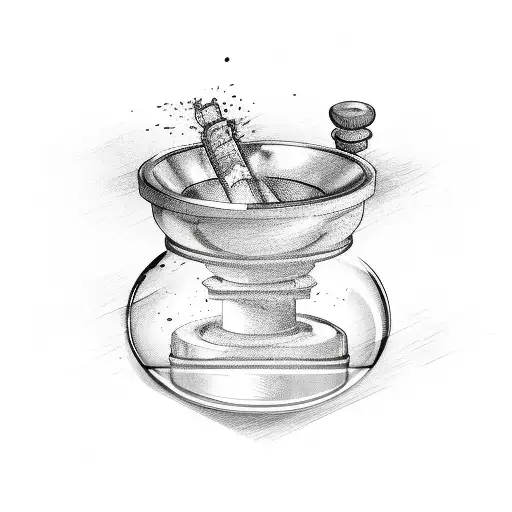 Pharmacist's mortar and pestle with a sinister twist tattoo design idea