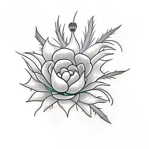 Aloe with poppy above  tattoo design idea