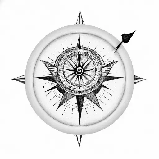 a clock with half part being compass and the hour hand being Shivji's trishul and the clock has big wings to fly tattoo design idea