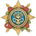 American flag, Celtic cross, chevy emblem, liberty bell, shamrock, Indian head dress, compass, nra logo tattoo design idea