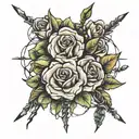 flowers and barbed wire    tattoo design idea