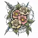 flowers and barbed wire    tattoo design idea