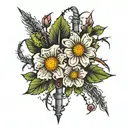 flowers and barbed wire    tattoo design idea