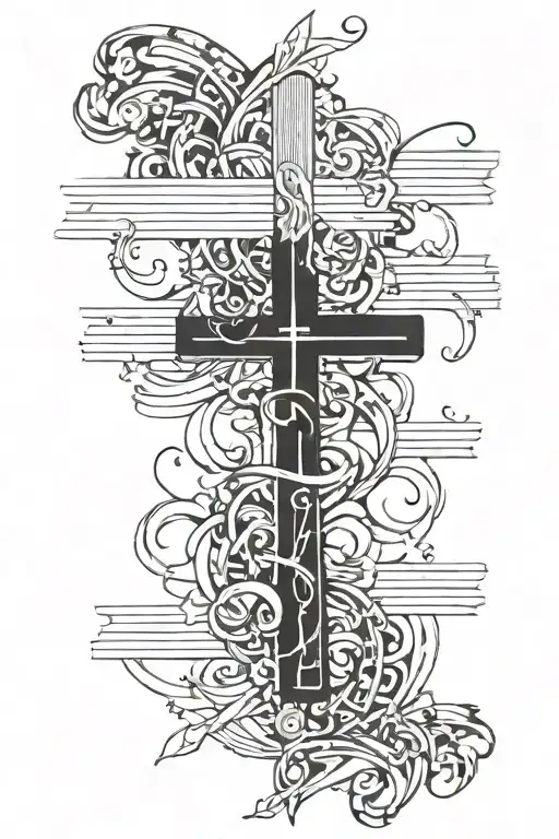 all black cross and bible verse written minimal tattoo tattoo design idea