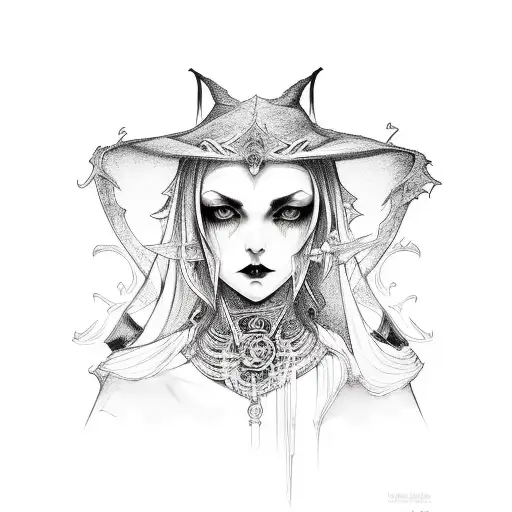 gothic witchy  tattoo design idea