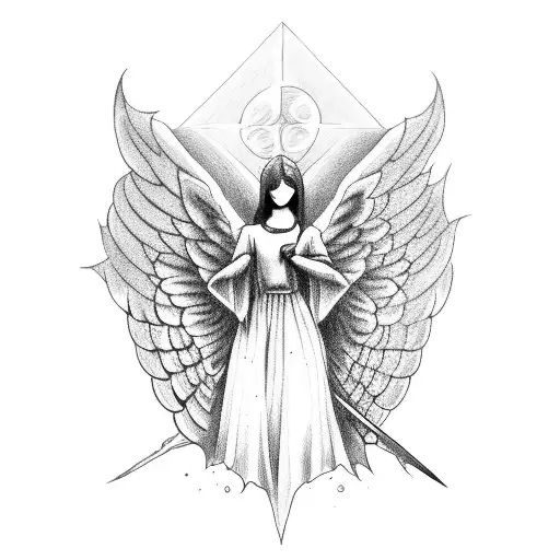 gothic angel tattoo design idea