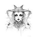 gothic witchy  tattoo design idea