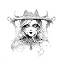 gothic witchy  tattoo design idea