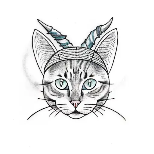 a cat in a witches hat tattoo design idea