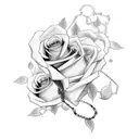chains with roses, red, green, black tattoo design idea