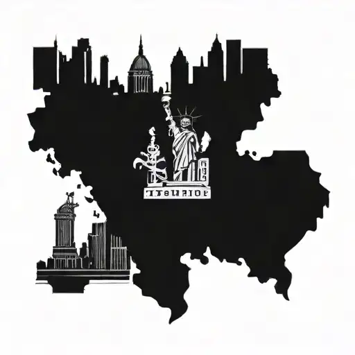 colombian and puerto rican pride with nyc skyline tattoo design idea