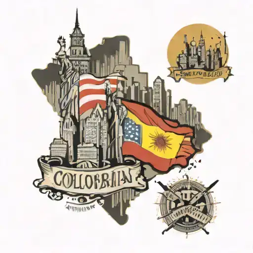 colombian and puerto rican pride with nyc skyline tattoo design idea