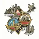 colombian and puerto rican pride with nyc skyline tattoo design idea