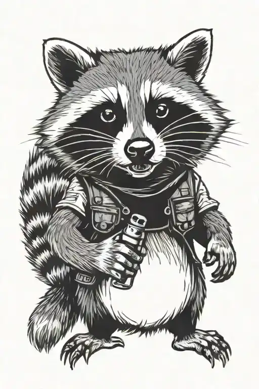 Raccoon with molotov tattoo design idea