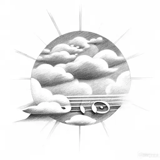 music Sheet, Clouds, Sun, trees, leaves, music tattoo design idea
