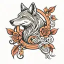 loup , temps , rose , foot tattoo design idea