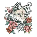 loup , temps , rose , foot tattoo design idea