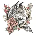 loup , temps , rose , foot tattoo design idea