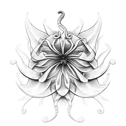 2 Snakes with spider lily tattoo design idea