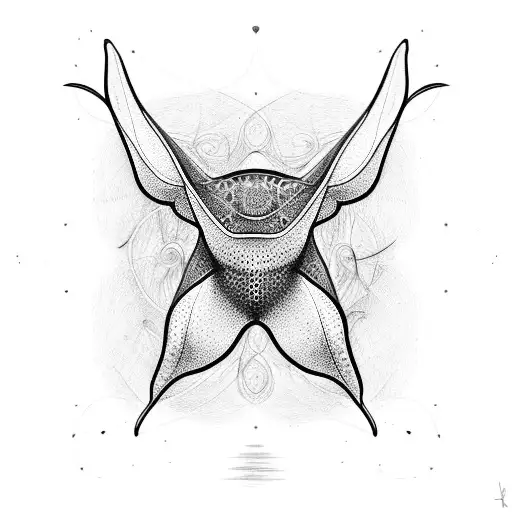 A manta ray with intricate patterns inspired by neural pathways tattoo design idea