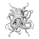 A neural network composed of brain cells forming the shape of an octopus tattoo design idea