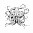 A neural network composed of brain cells forming the shape of an octopus tattoo design idea