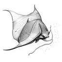 A manta ray with intricate patterns inspired by neural pathways tattoo design idea