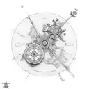 Compas rose with nautical map tattoo design idea
