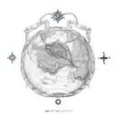 Compas rose with nautical map tattoo design idea