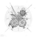 Compas rose with nautical map tattoo design idea