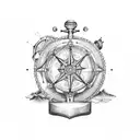 Compas rose with nautical map tattoo design idea