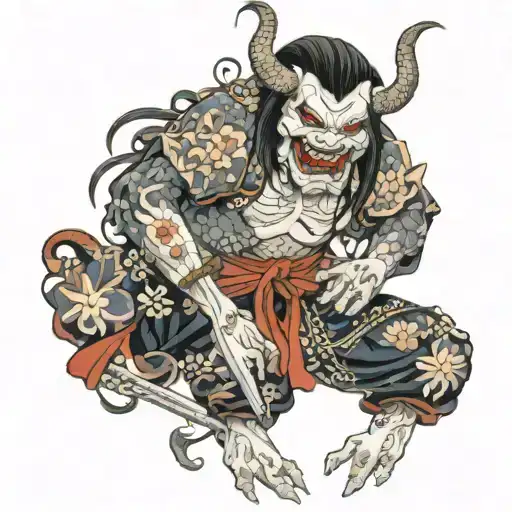 Japanese demon nure-onna sexy tattoo design idea